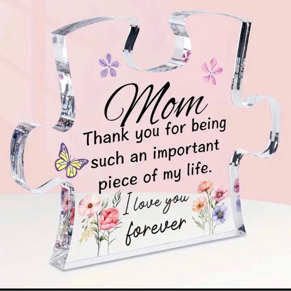 Floral Puzzle Piece Mom Plaque
